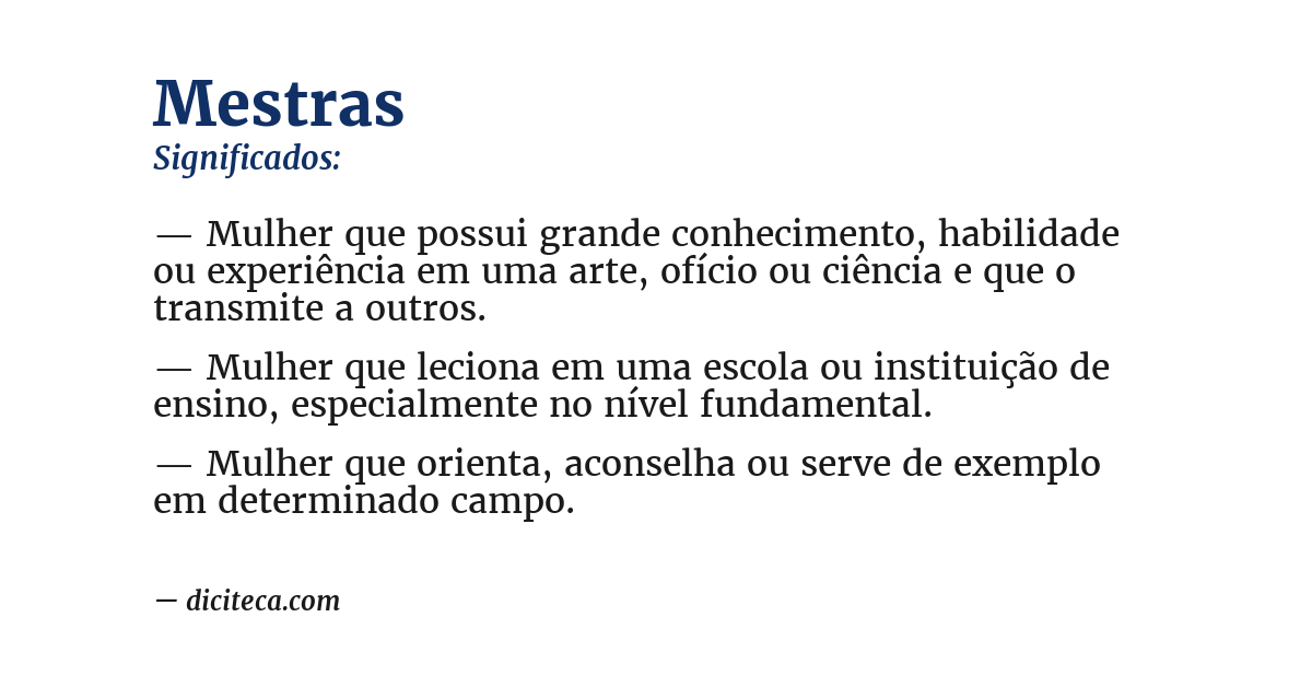 Significado de mestras