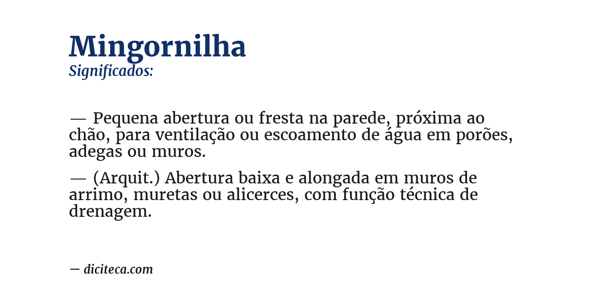 Significado de mingornilha