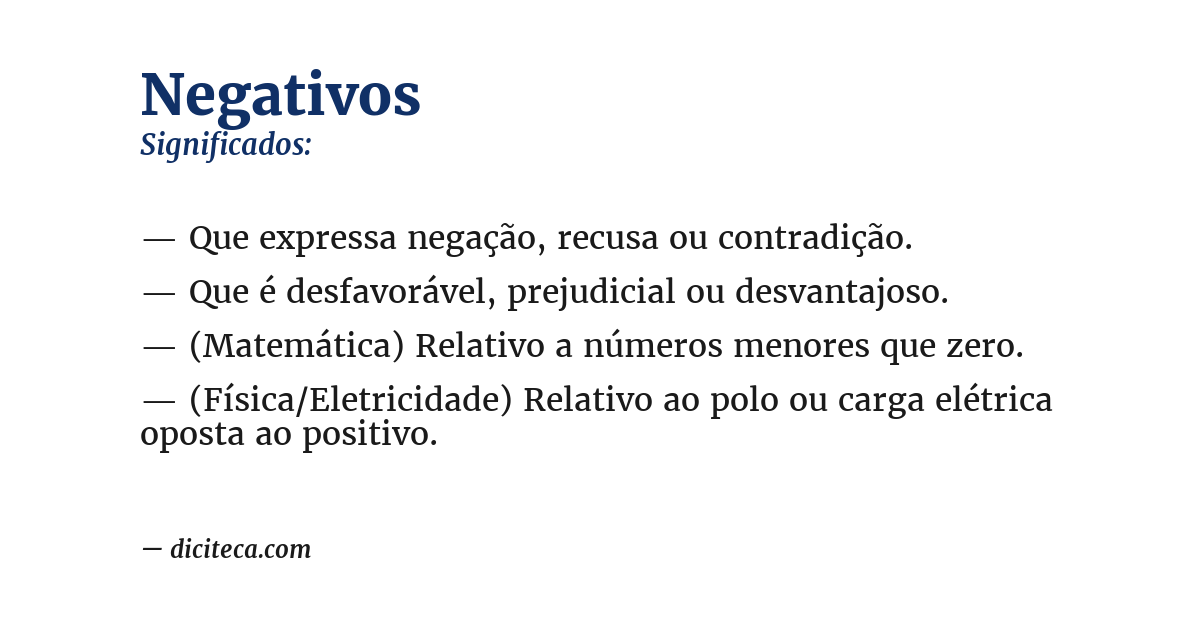 Significado de negativos