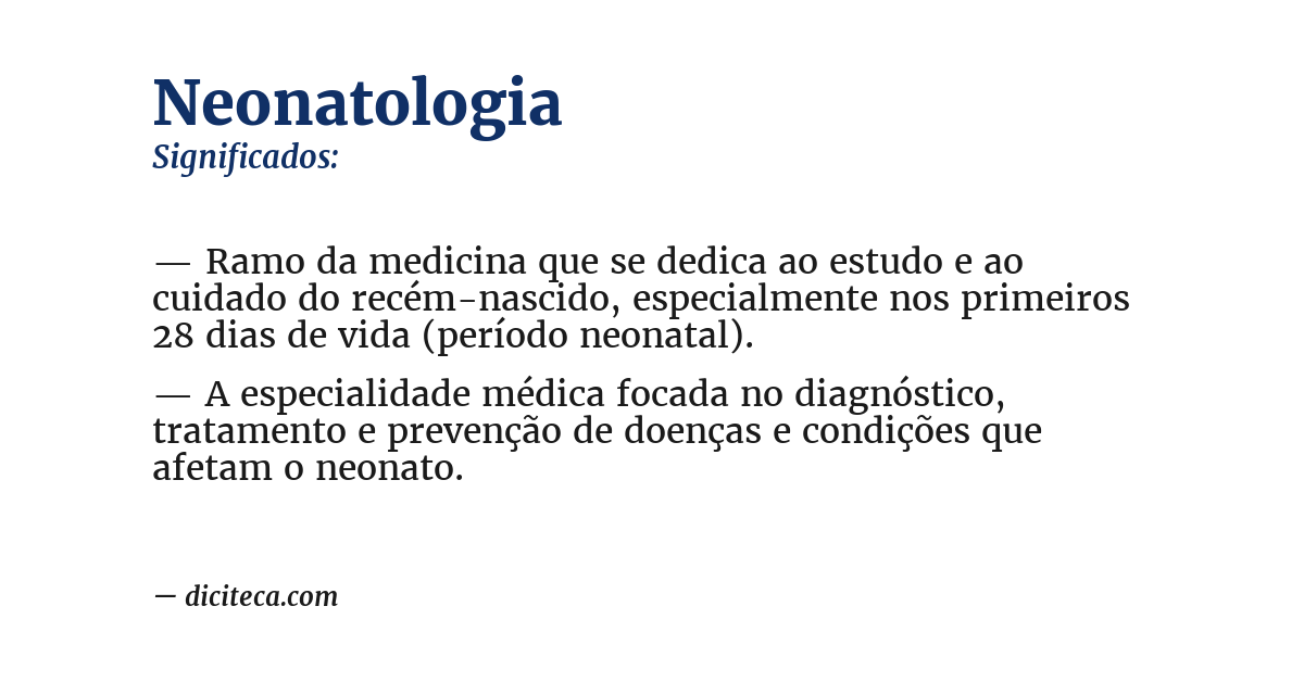 Significado de neonatologia