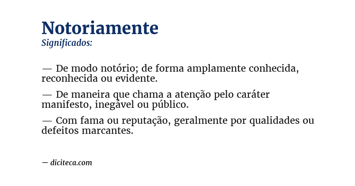 Significado de notoriamente