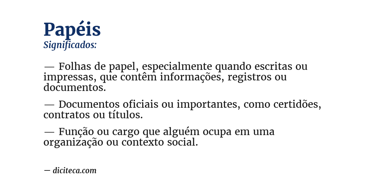 Significado de papéis