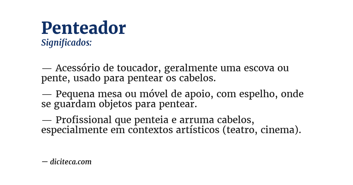 Significado de penteador