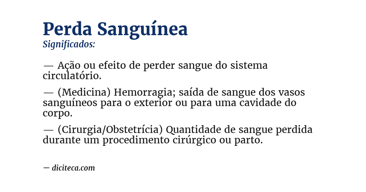 Significado de perda sanguínea