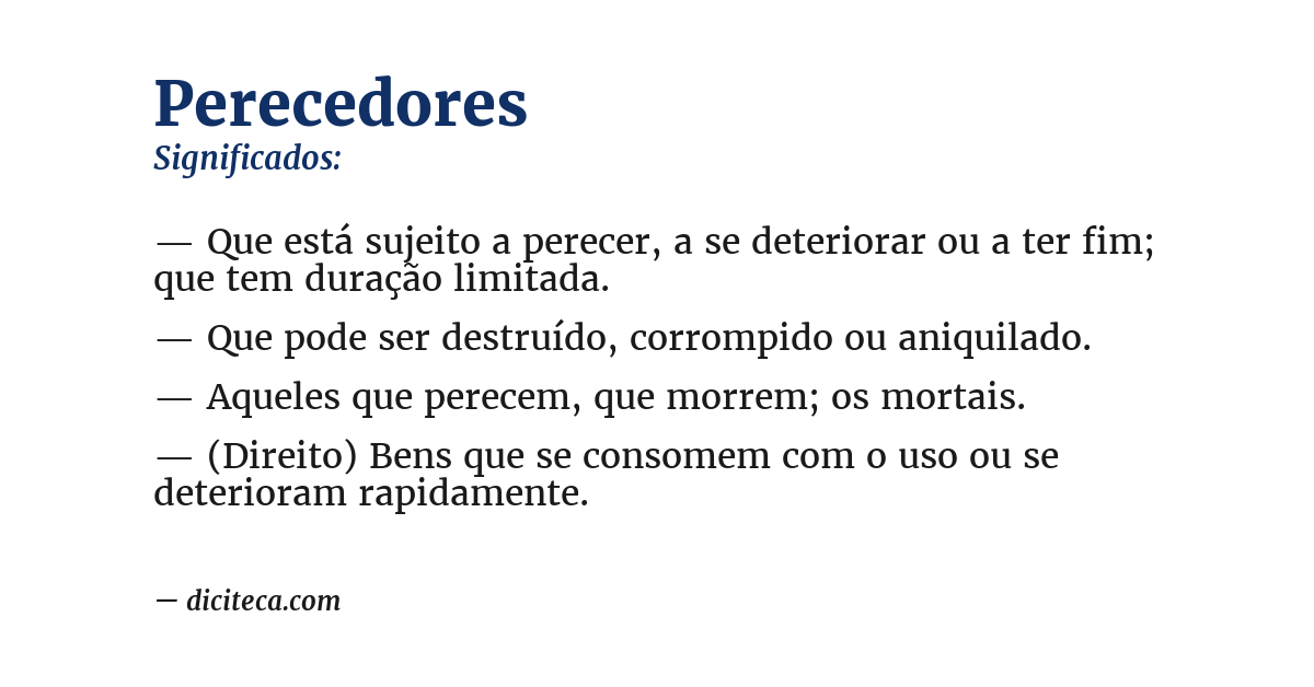 Significado de perecedores
