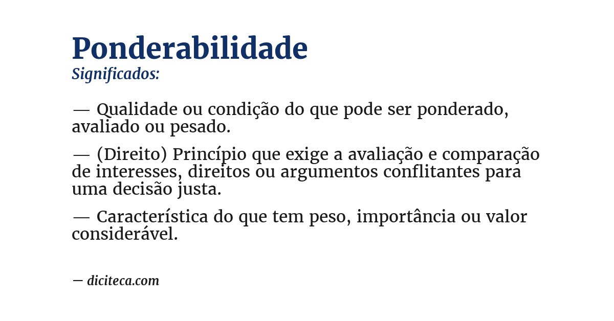 Significado de ponderabilidade