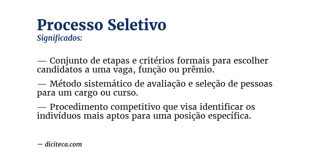 Significado de processo seletivo