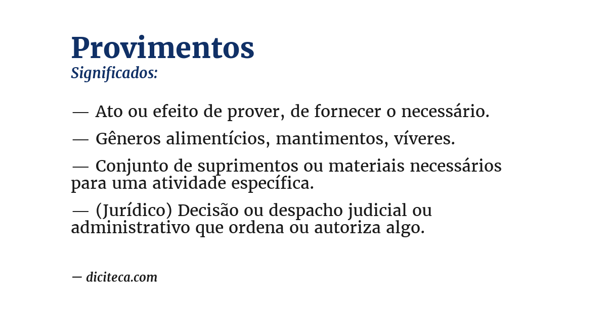 Significado de provimentos