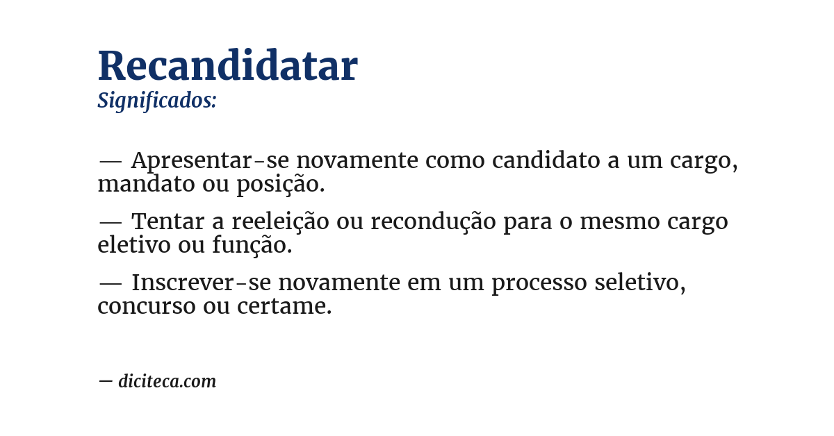 Significado de recandidatar