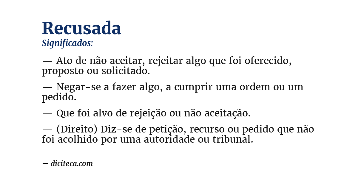 Significado de recusada