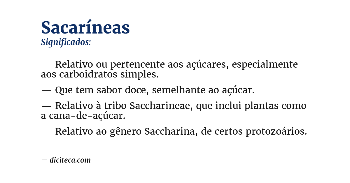 Significado de sacaríneas