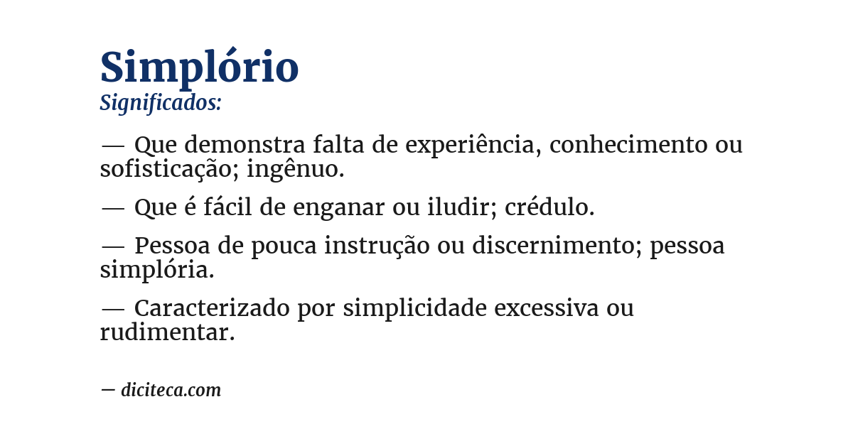 Significado de simplório