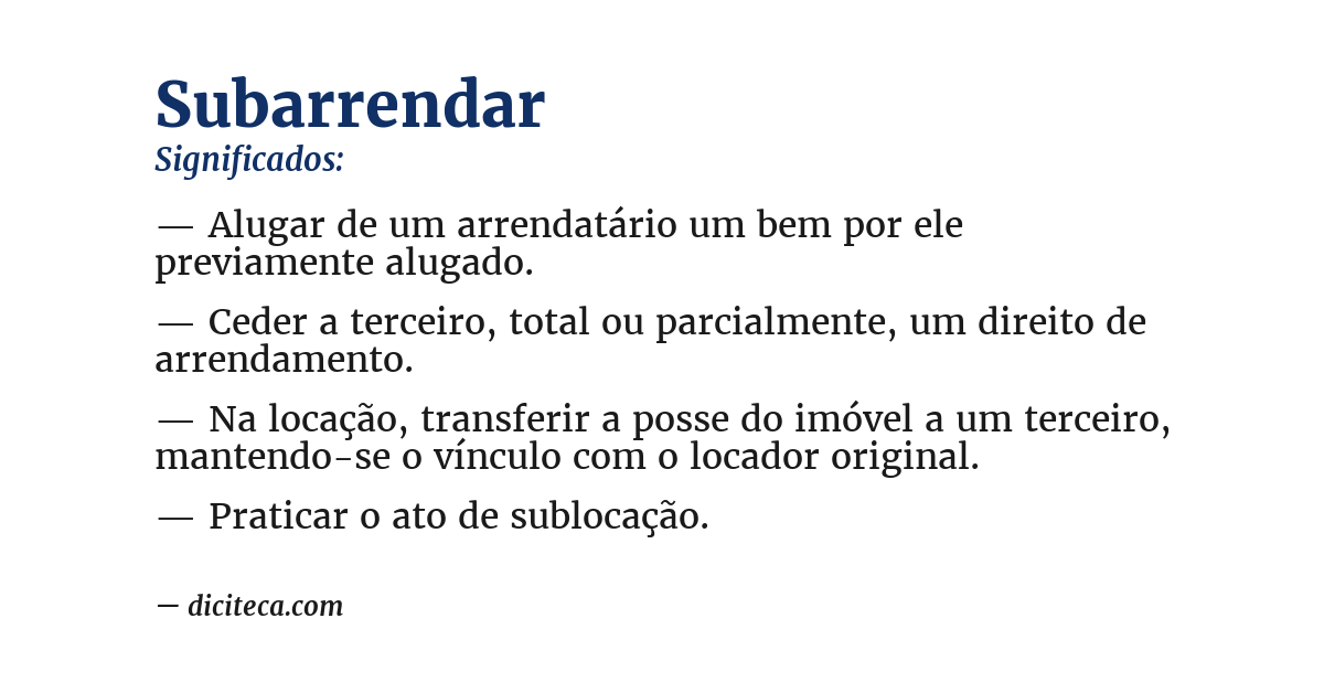 Significado de subarrendar