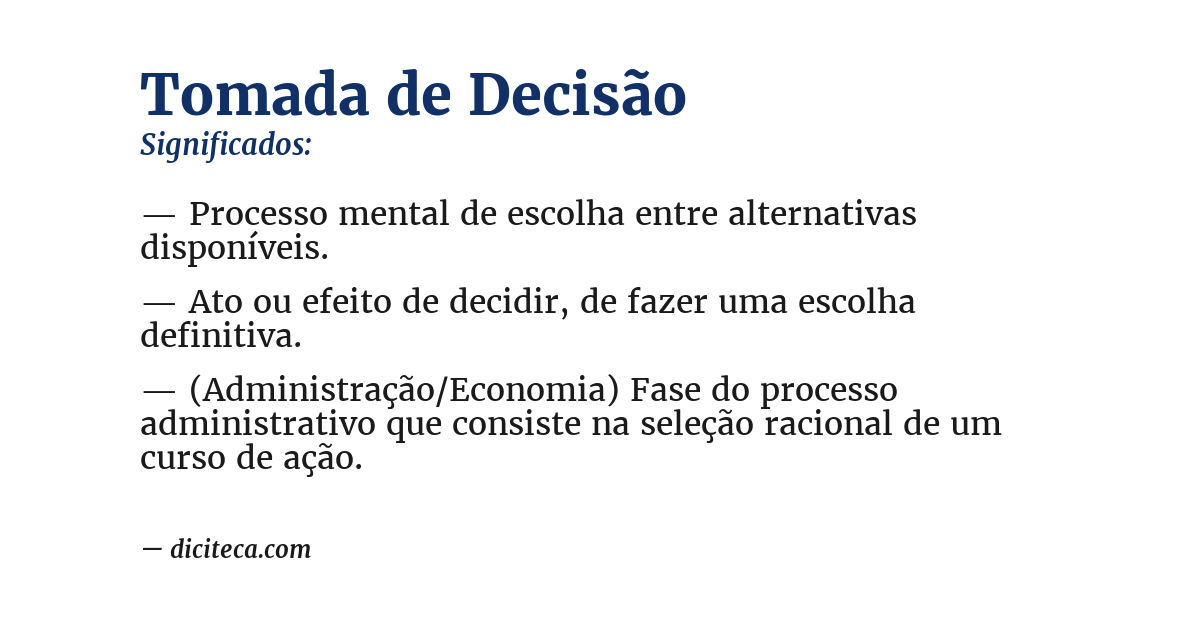 Significado de tomada de decisão
