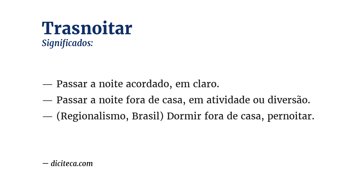 Significado de trasnoitar