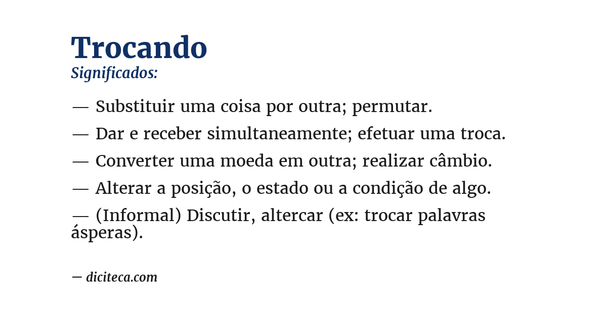 Significado de trocando