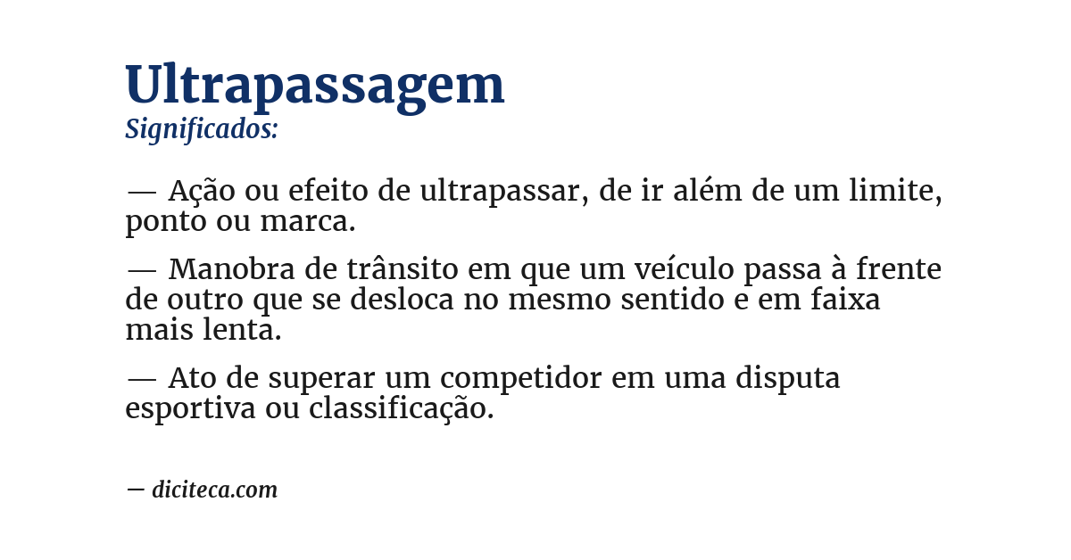 Significado de ultrapassagem