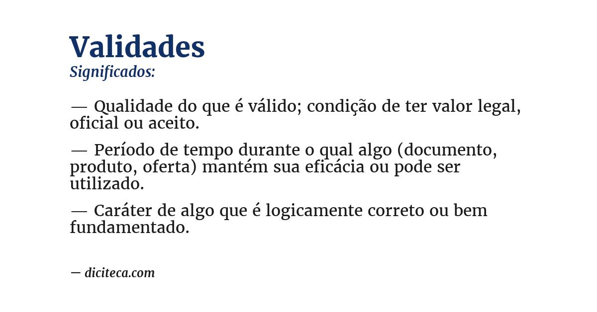 Significado de validades