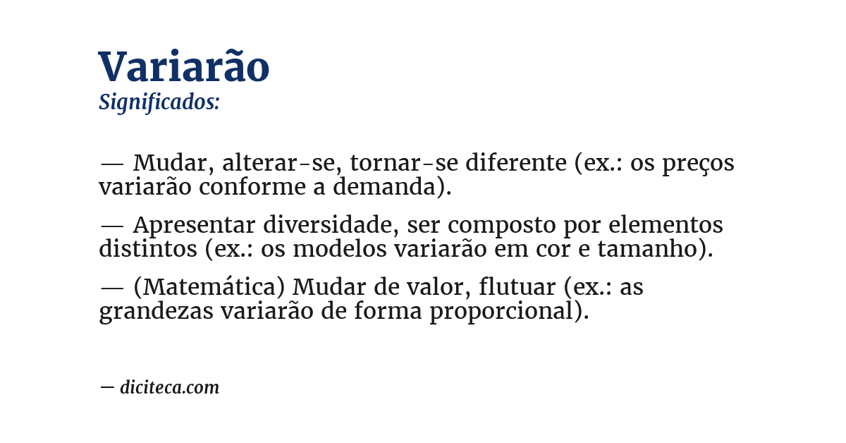 Significado de variarão