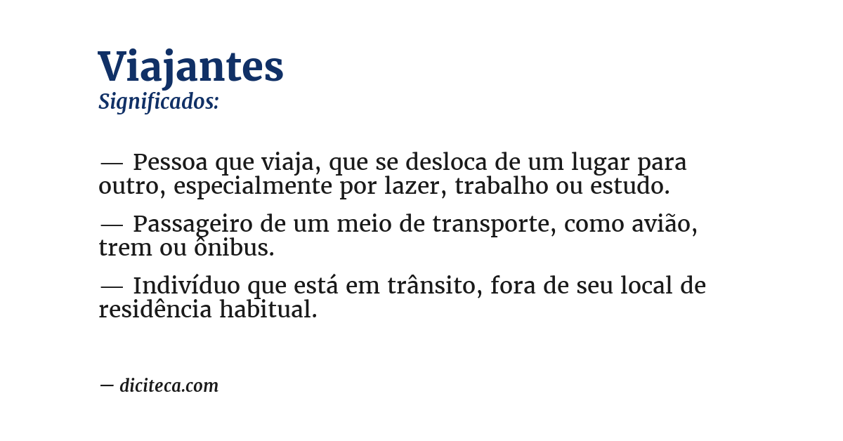 Significado de viajantes