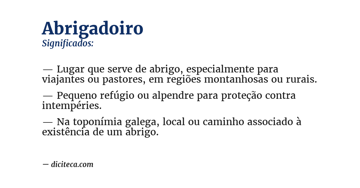 Significado de abrigadoiro