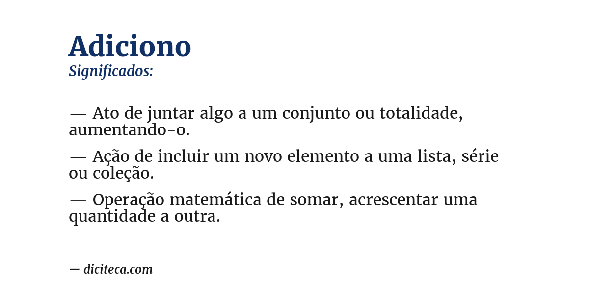 Significado de adiciono