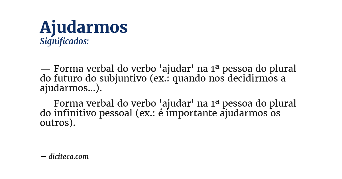 Significado de ajudarmos