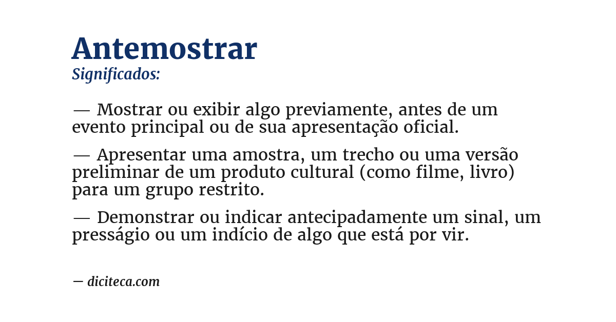 Significado de antemostrar