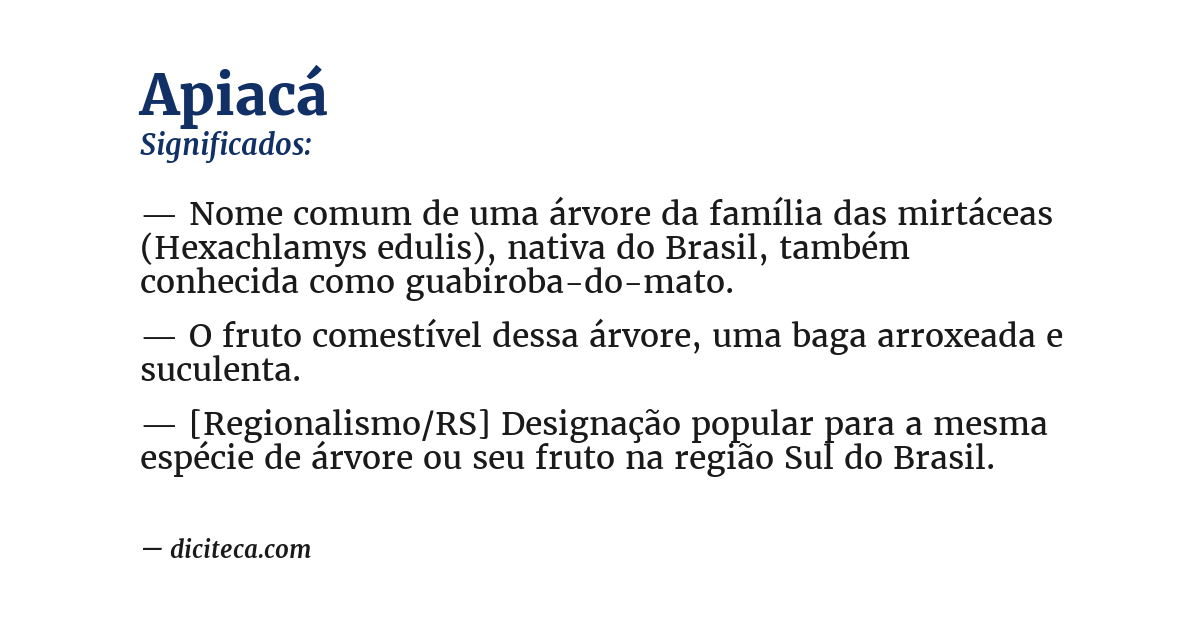 Significado de apiacá