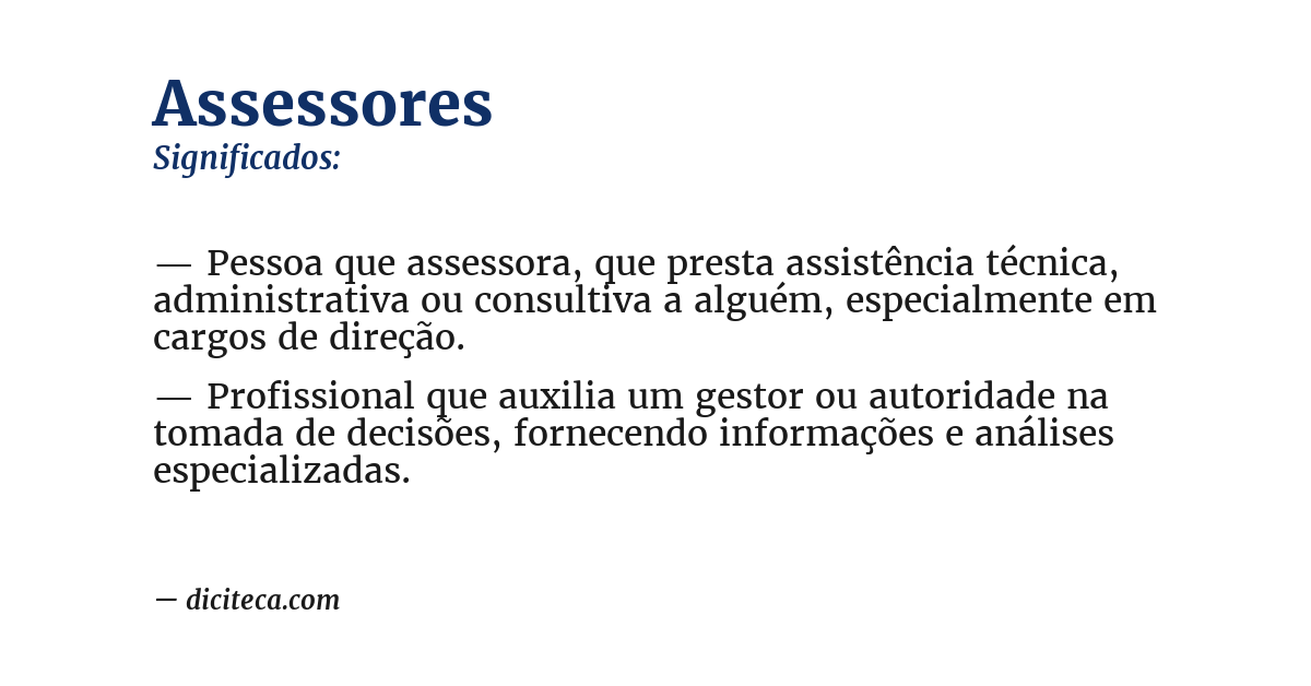 Significado de assessores