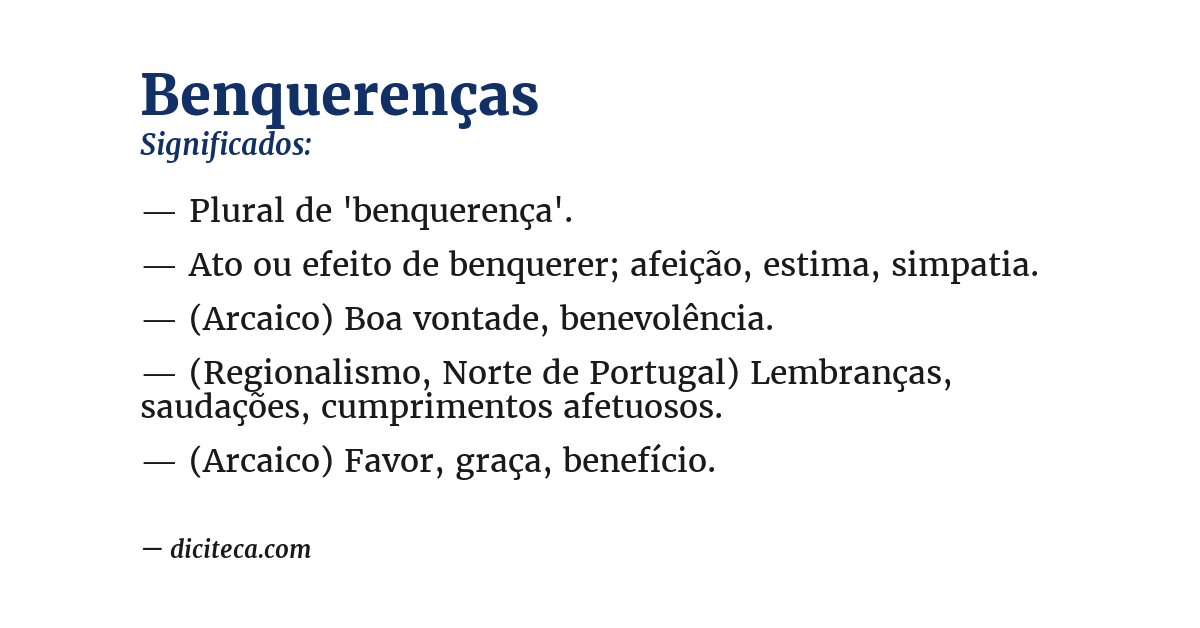 Significado de benquerenças