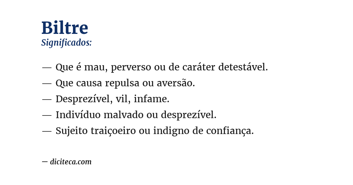 Significado de biltre