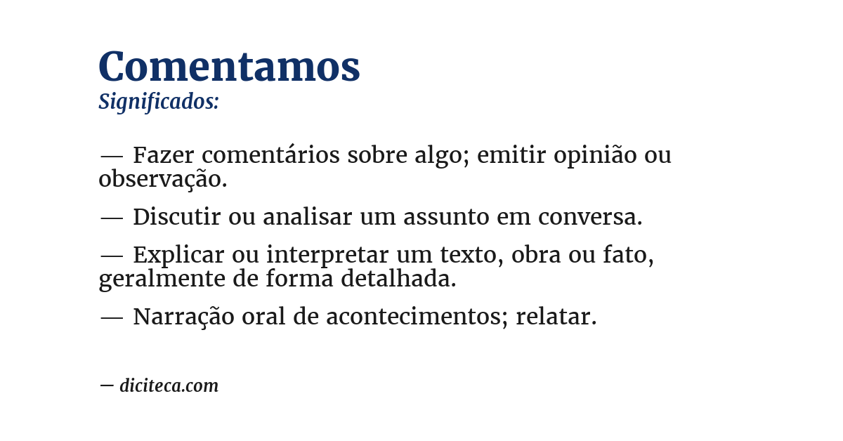 Significado de comentamos