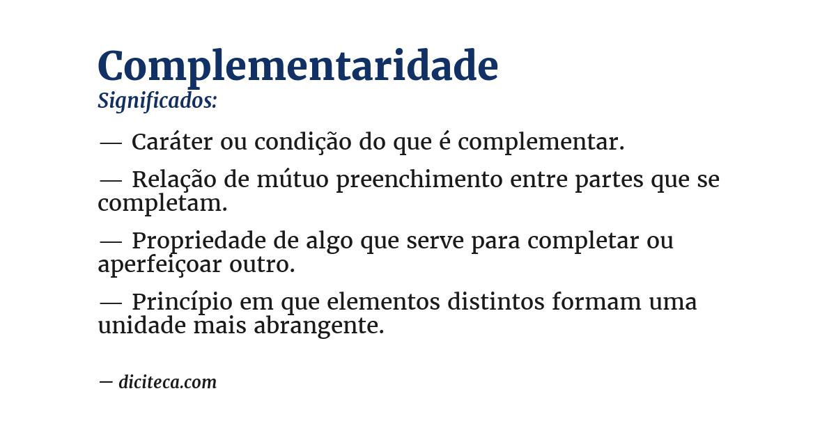 Significado de complementaridade