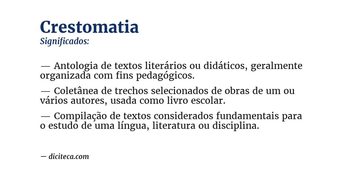 Significado de crestomatia