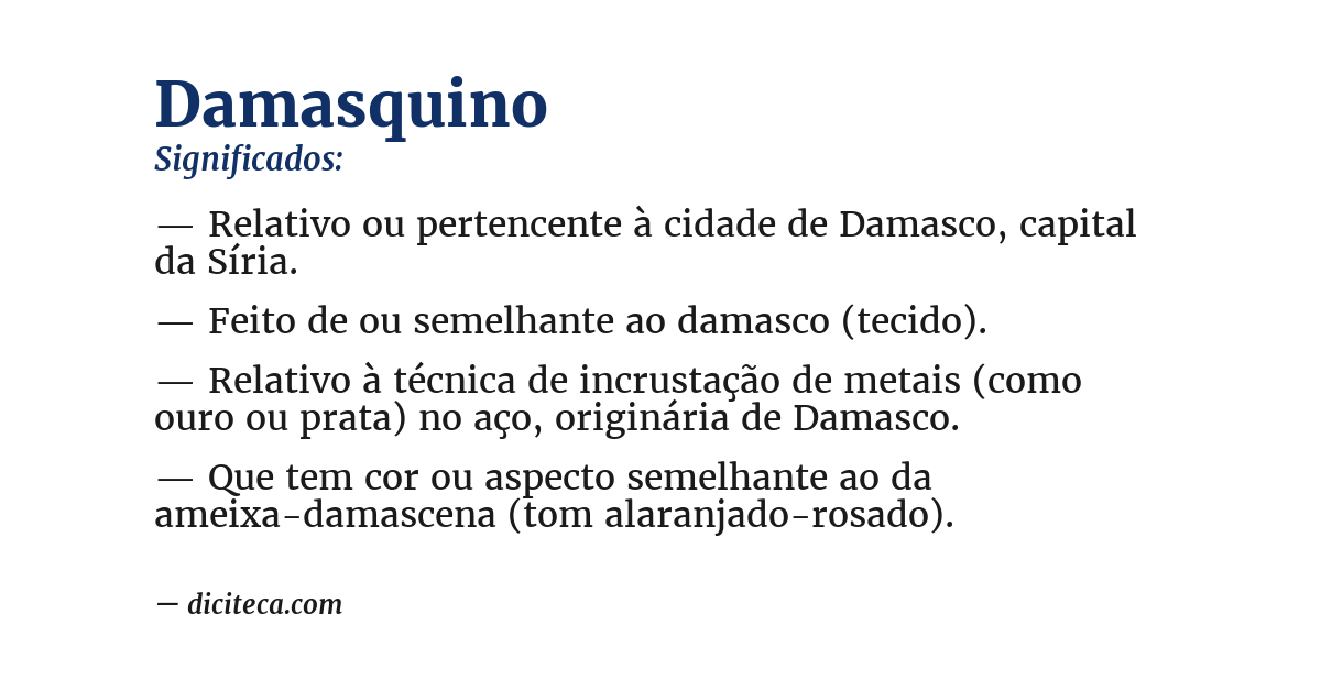 Significado de damasquino