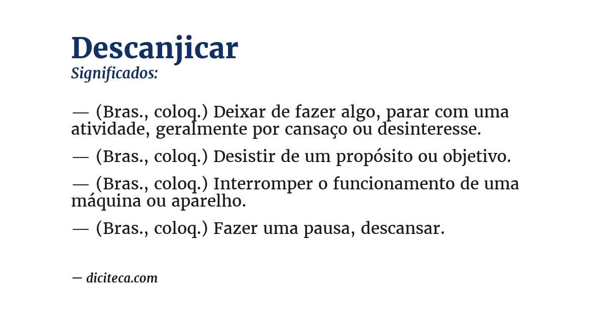 Significado de descanjicar