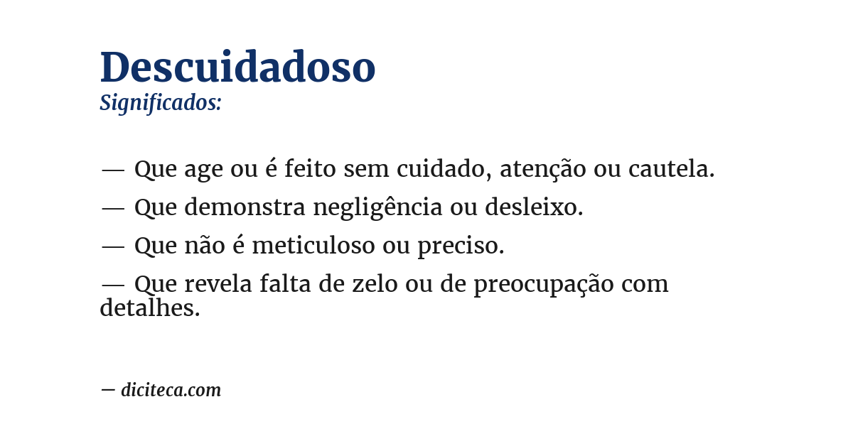 Significado de descuidadoso