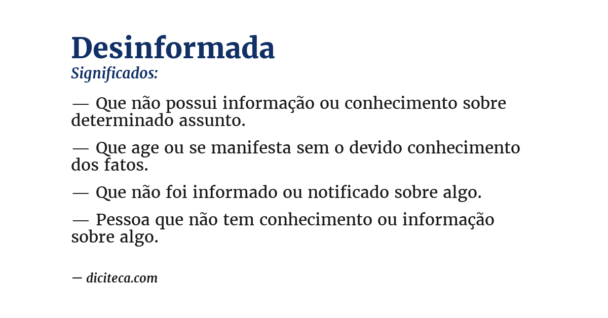 Significado de desinformada