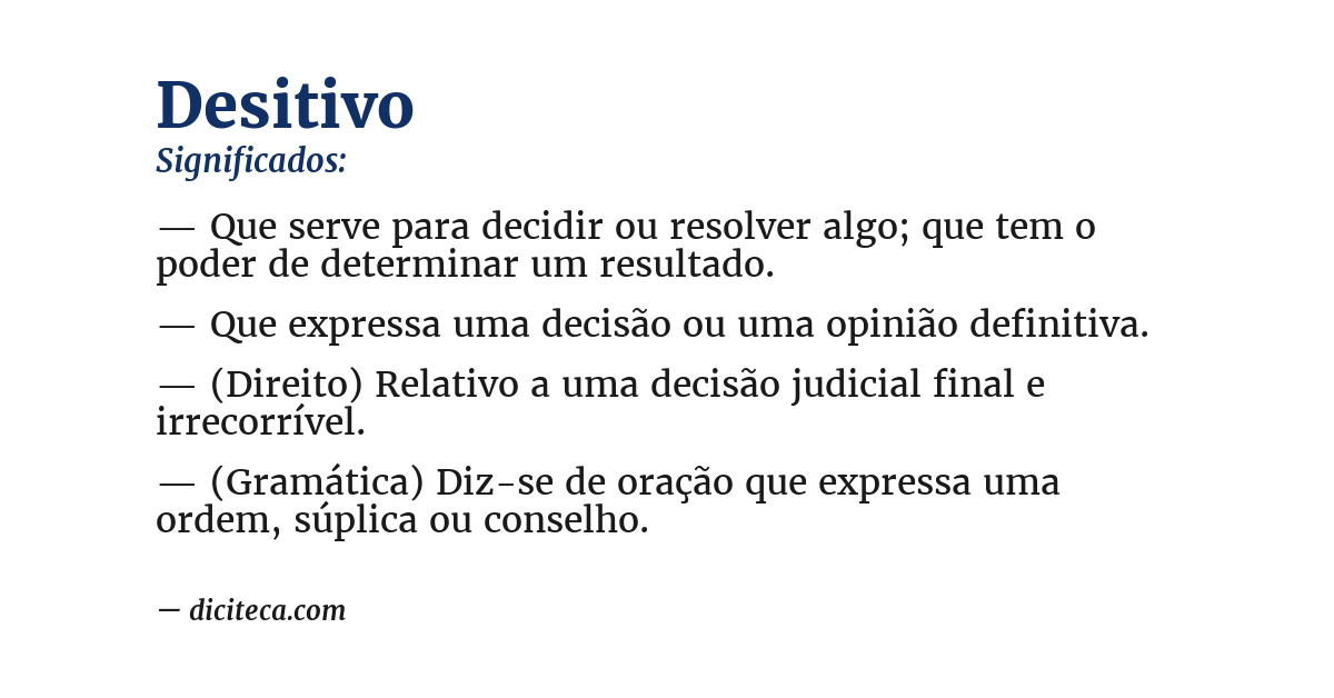 Significado de desitivo