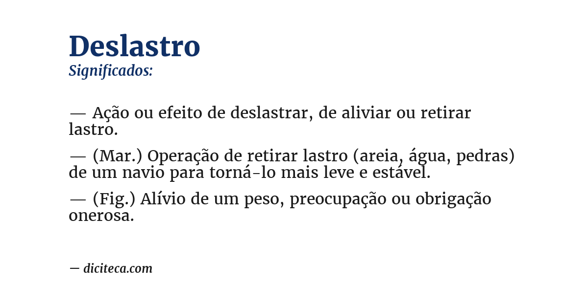 Significado de deslastro
