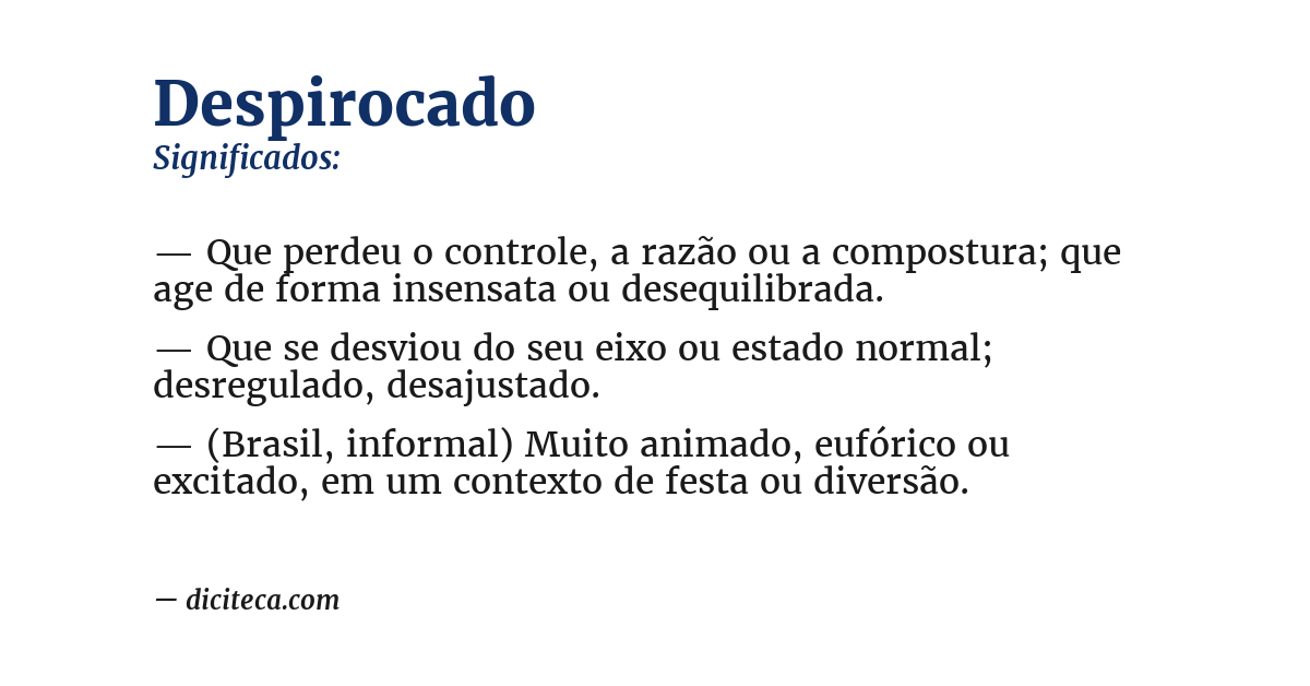 Significado de despirocado