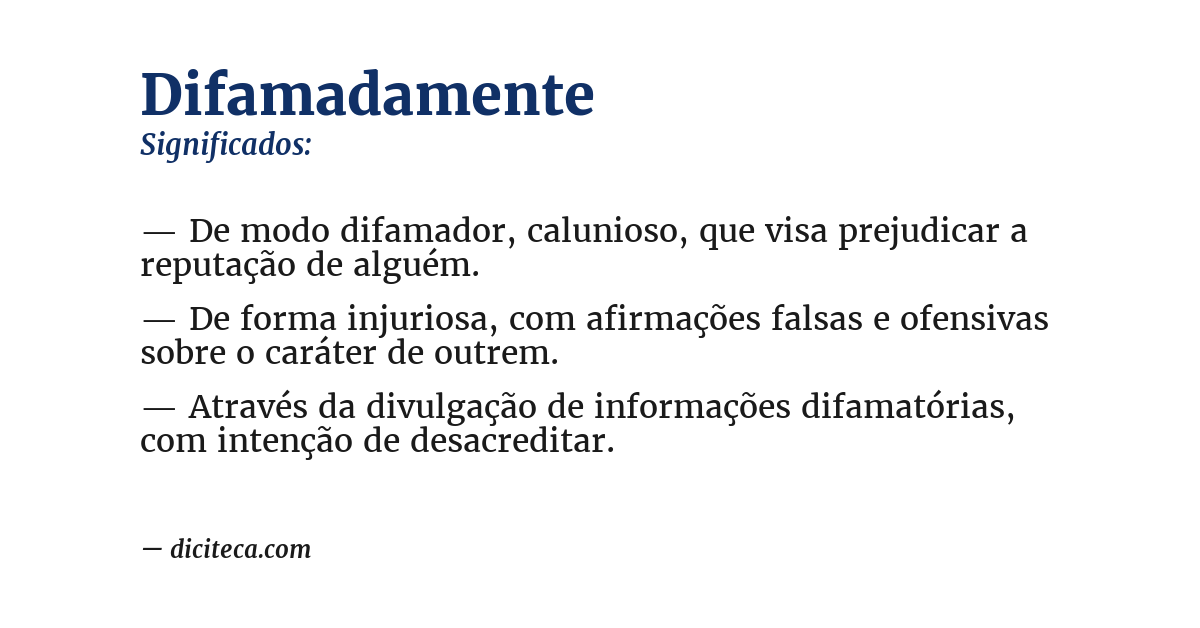 Significado de difamadamente
