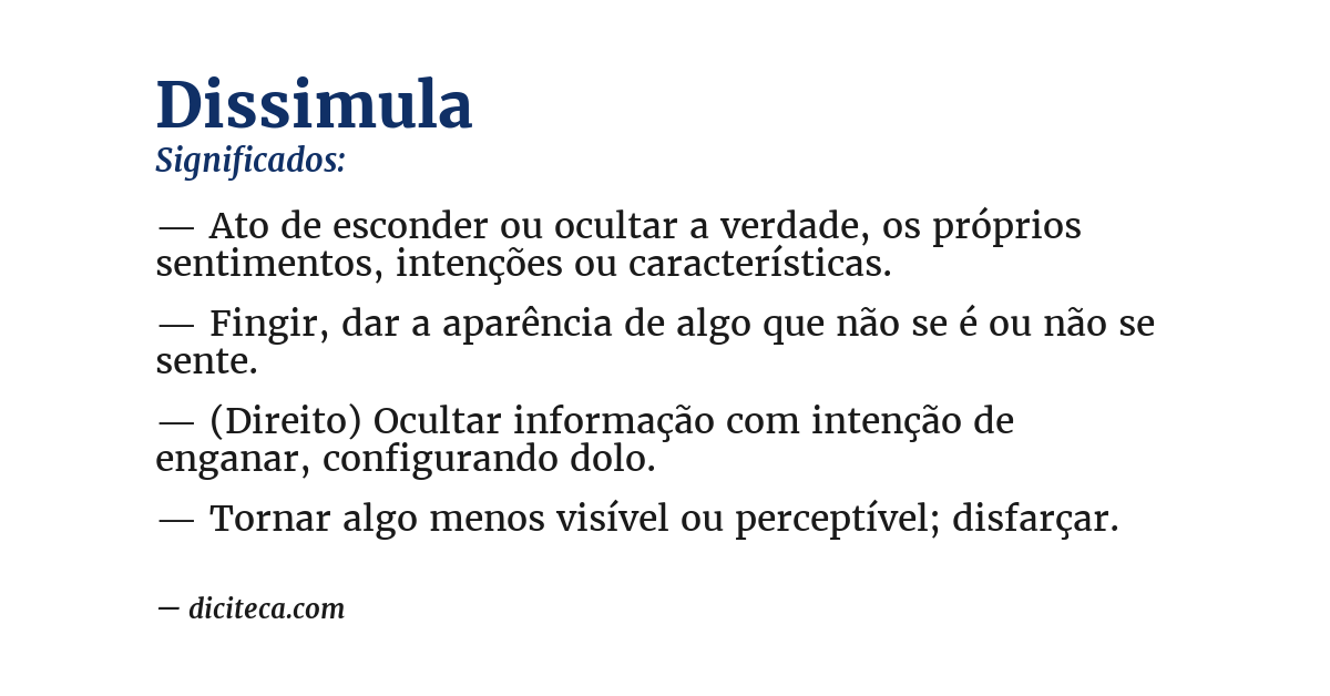 Significado de dissimula