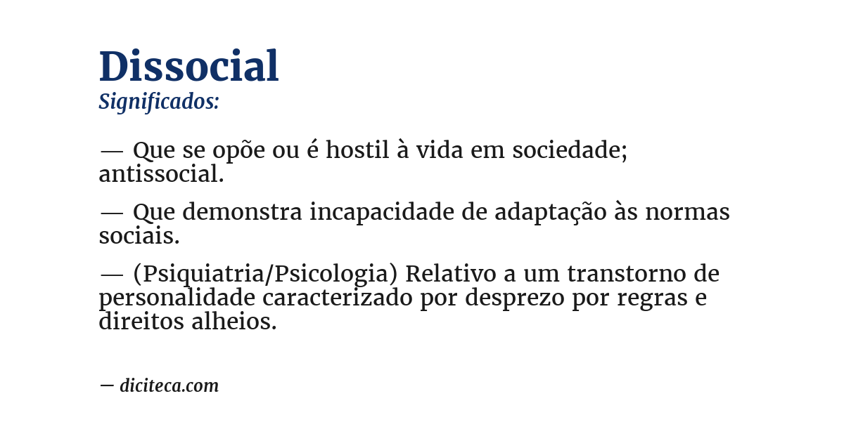 Significado de dissocial