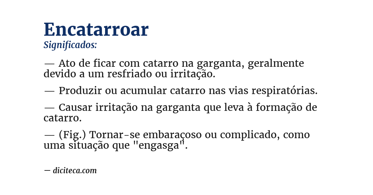 Significado de encatarroar