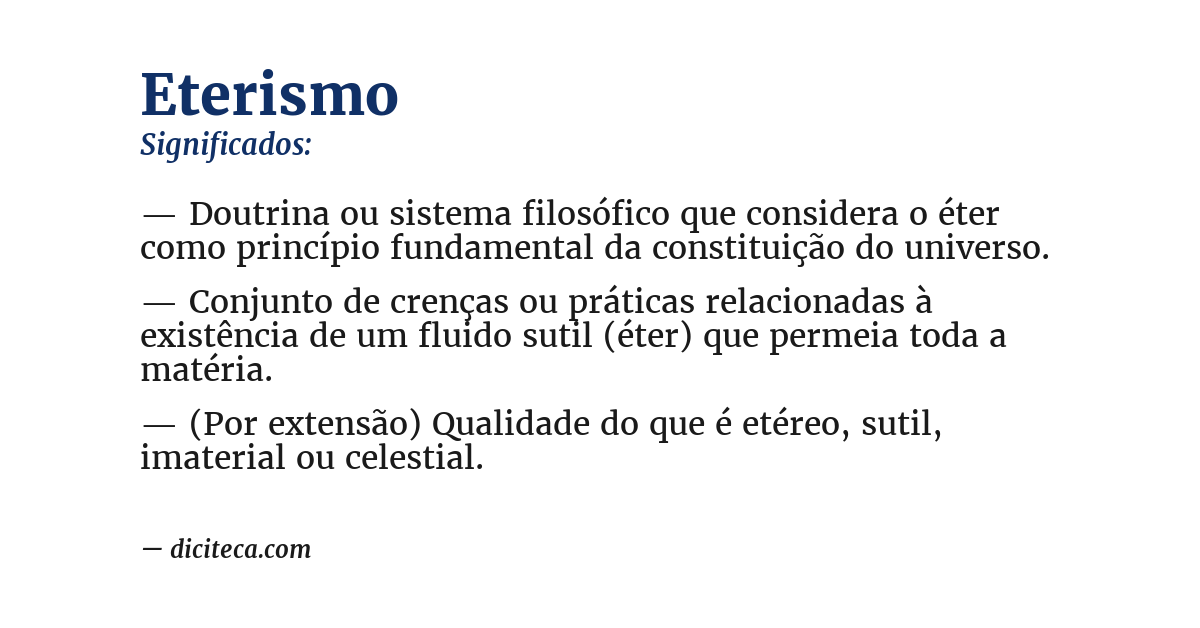 Significado de eterismo