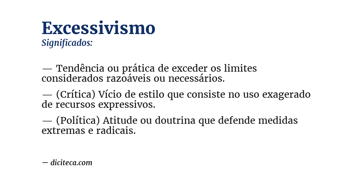 Significado de excessivismo