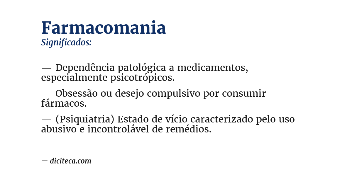Significado de farmacomania