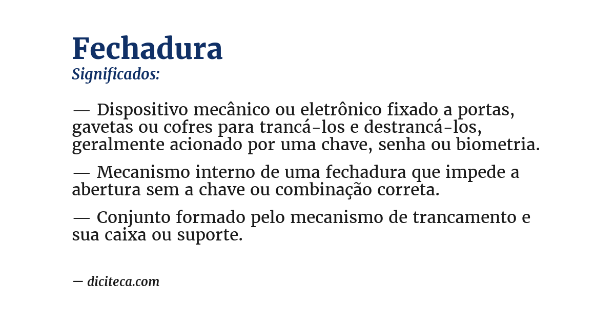 Significado de fechadura